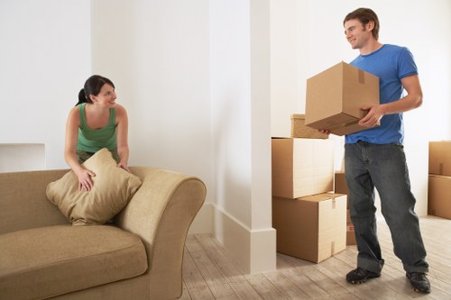 Small business relocation items being moved by van in Ham